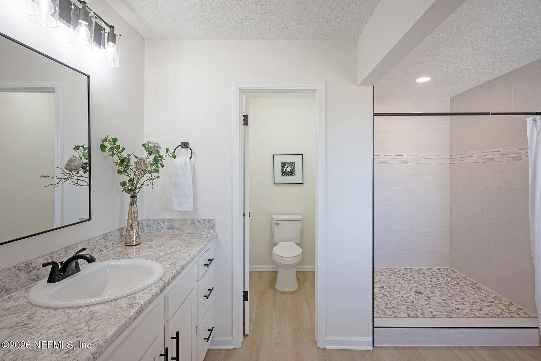 2451 Ridgecrest Avenue Orange Park, FL 32065 - Photo 31 of 57 a bathroom with a granite countertop sink a toilet and shower