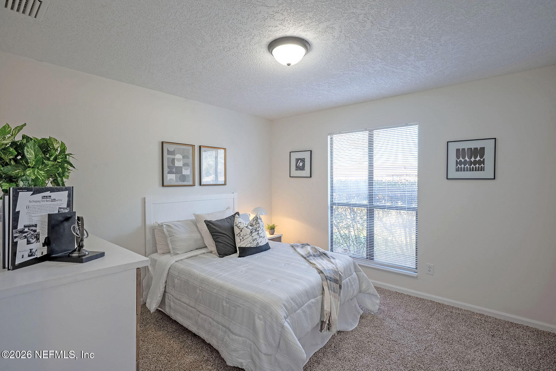 2451 Ridgecrest Avenue Orange Park, FL 32065 - Photo 34 of 57 a bedroom with a bed a potted plant on a dresser and a window