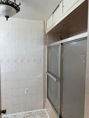 a bathroom with a shower