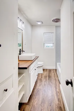 a view of an empty walk in closet