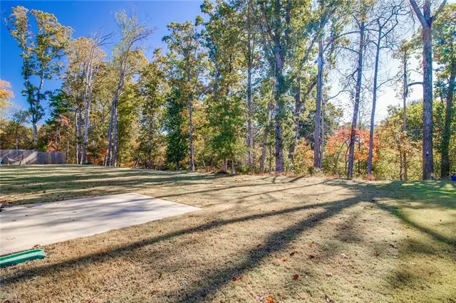 a view of a building with sitting area