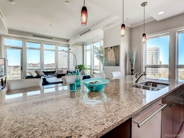 a view of a kitchen and living room