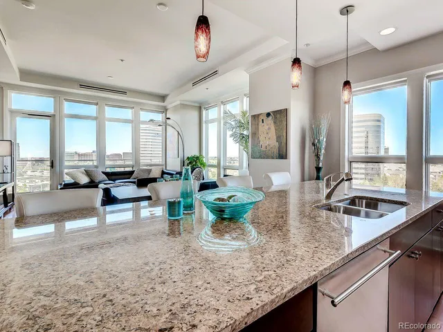 a view of a kitchen and living room