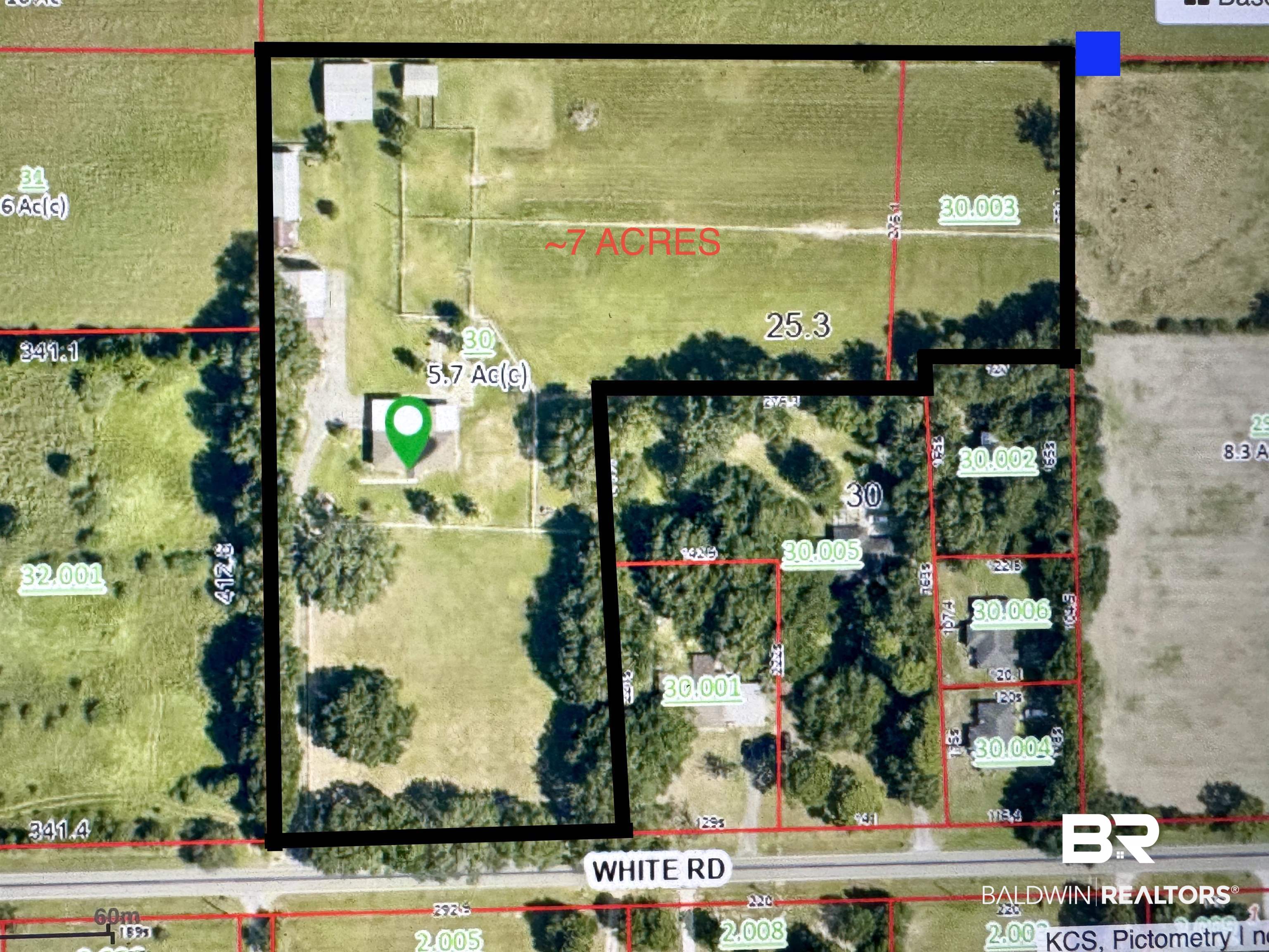 13795 White Road Silverhill, AL 36576 - Photo 88 of 99 Aerial map of property and surrounding area with property parcel outlined