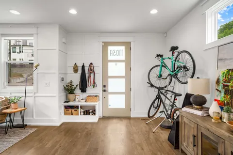 a view of a room with gym equipment