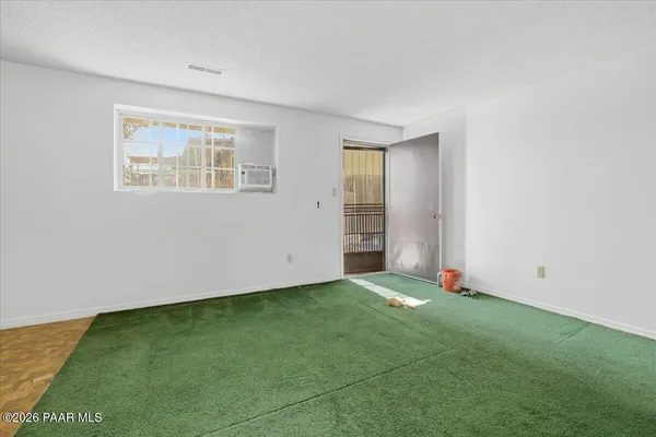 an empty room with closet