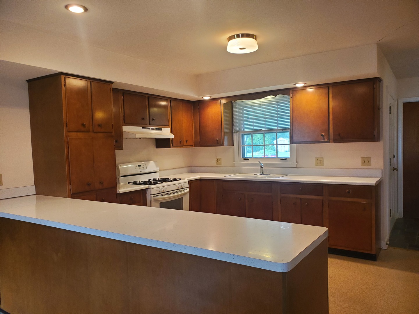 1910 Robert Drive Champaign, IL 61821 - Photo 5 of 10 a kitchen with stainless steel appliances granite countertop a sink a stove a refrigerator with grey cabinets