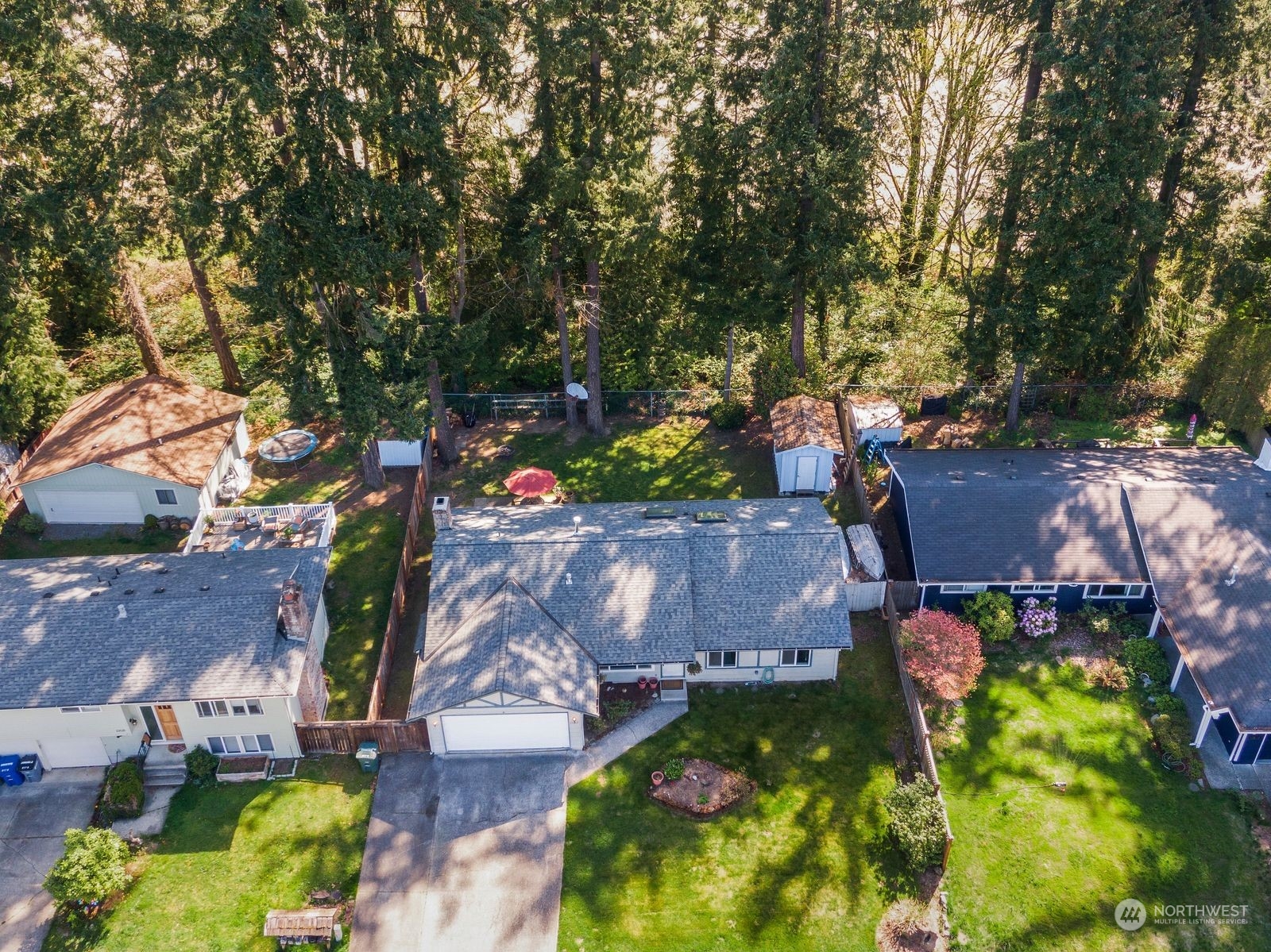 15612 119th Avenue Northeast Bothell, WA 98011 - Photo 30 of 32 an aerial view of a house with a yard and large trees