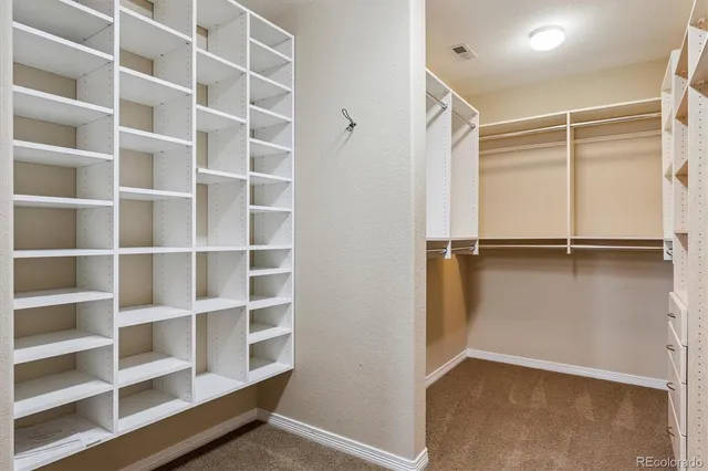 a view of an empty walk in closet