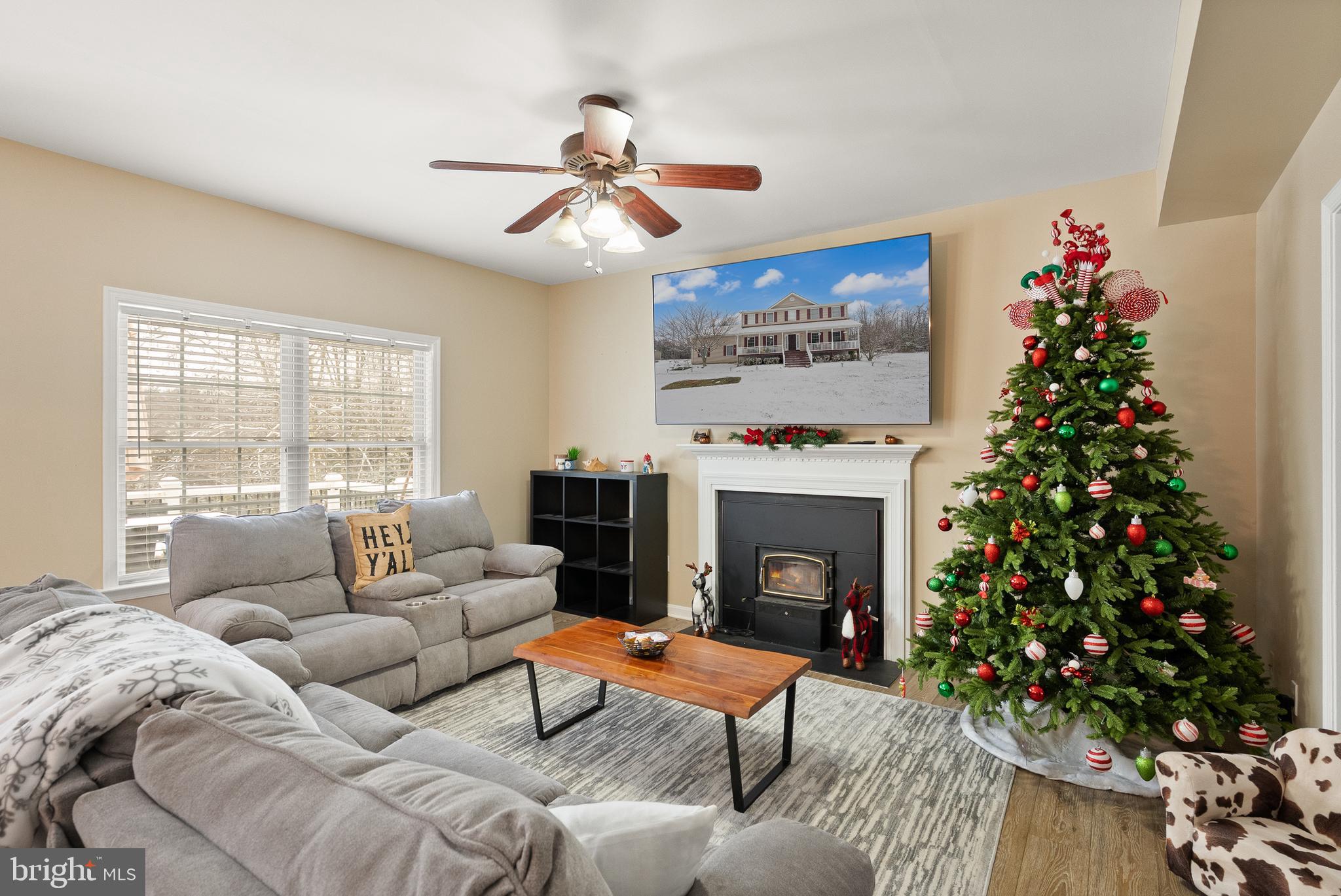 10757 Shenandoah Path Catlett, VA 20119 - Photo 22 of 55 a living room with furniture a chandelier and a fireplace