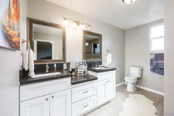 a bathroom with a toilet a sink and mirror