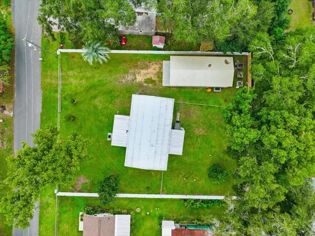 an aerial view of a house