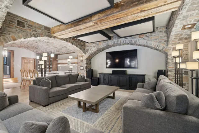 a view of swimming pool with a yard