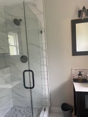 a bathroom with a shower