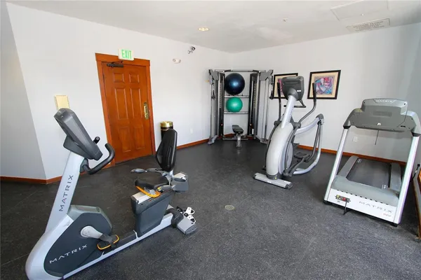 a room with gym equipment