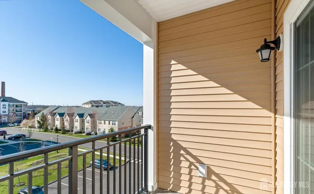 a view of a balcony with an outdoor space