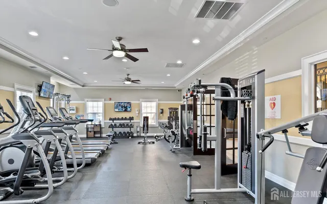 a view of a room with gym equipment