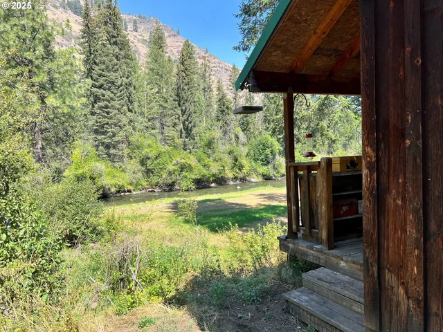 a view of swimming pool from a window