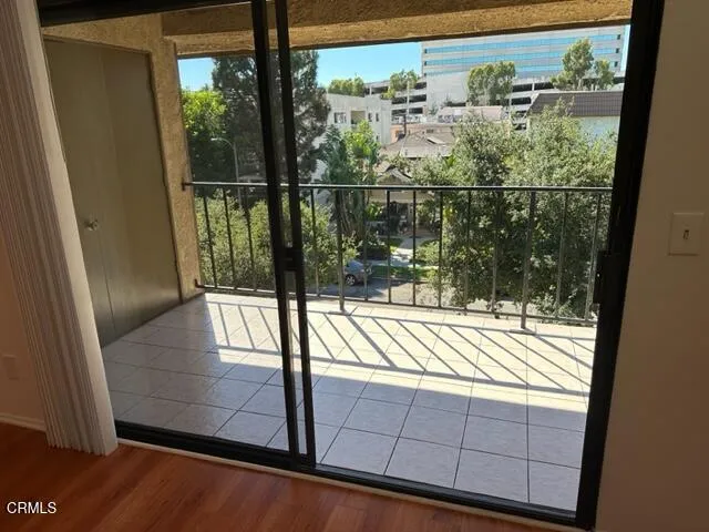 a view of a glass door