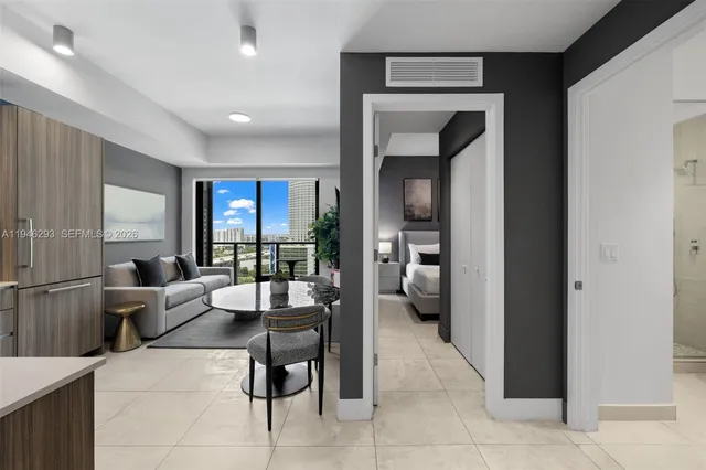 a living room with furniture