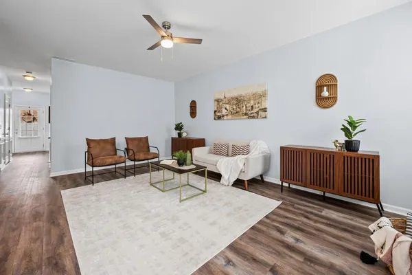 a living room with furniture