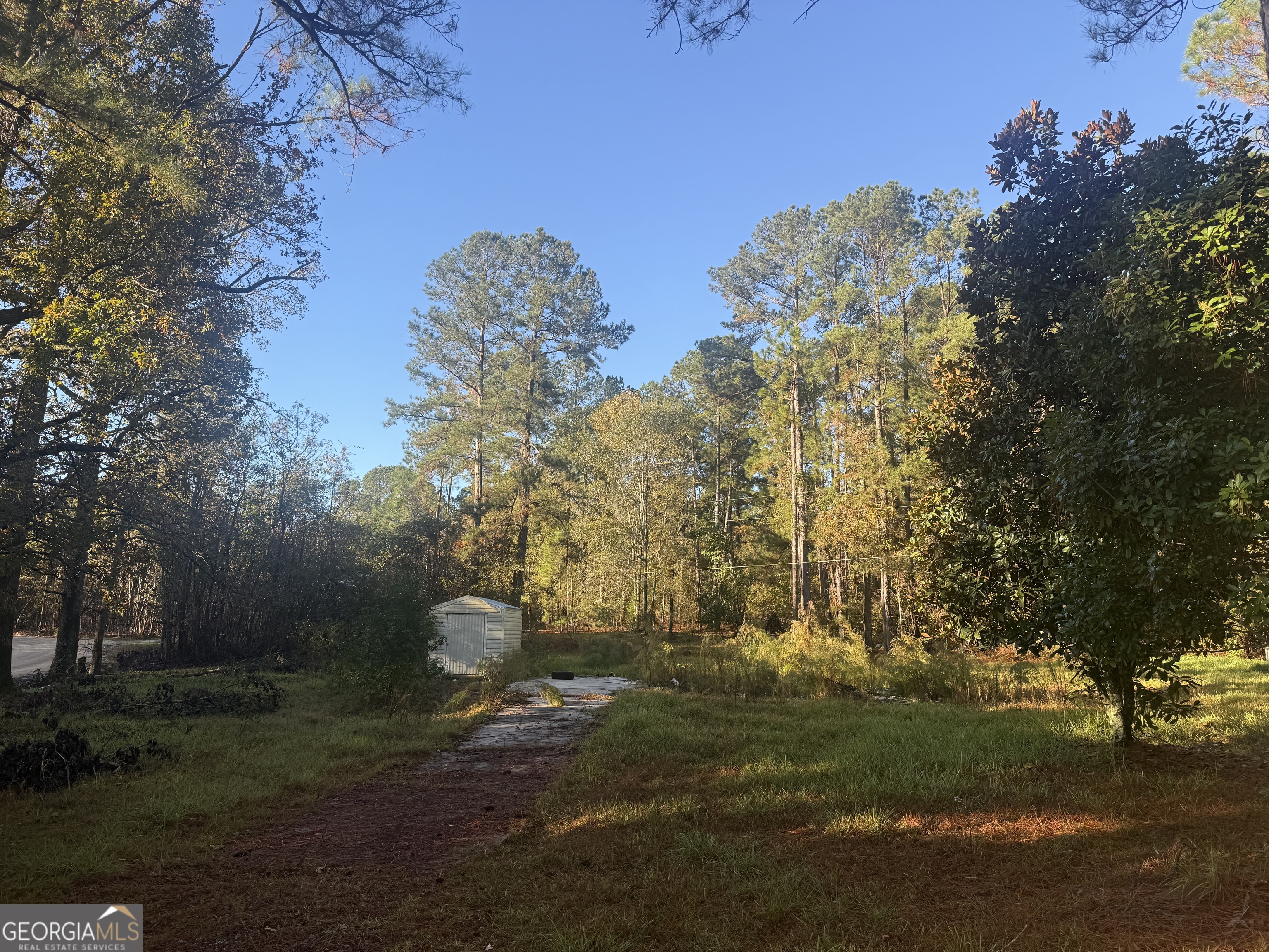 a backyard of a house with lots of green space
