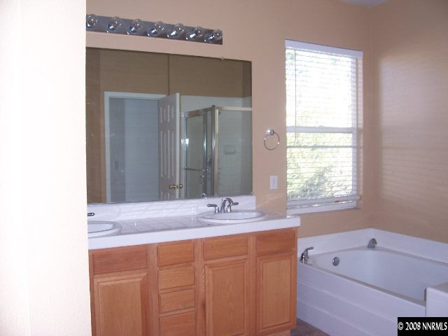 9679 Truckee Meadows Place Reno, NV 89521 - Photo 7 of 9 a bathroom with a tub sink and mirror