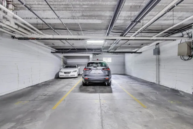 a car parked in a garage