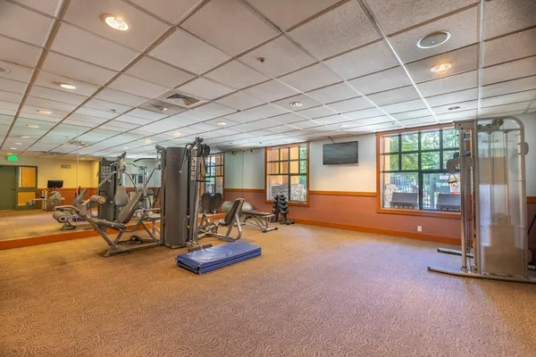 a view of a room with gym equipment