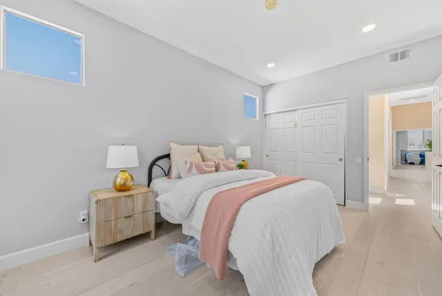 an outdoor space with chairs