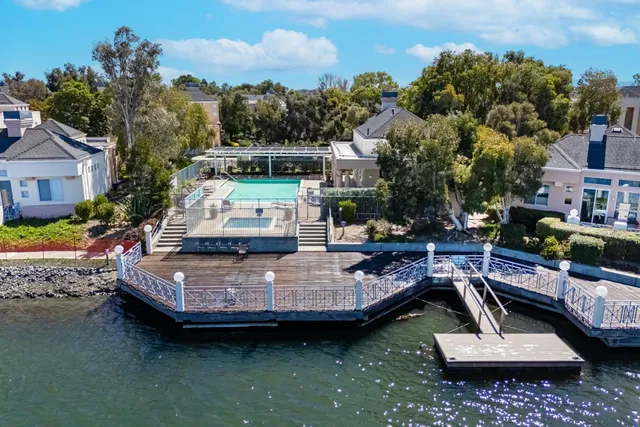 an aerial view of a house with a garden