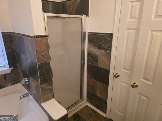 a bathroom with a shower