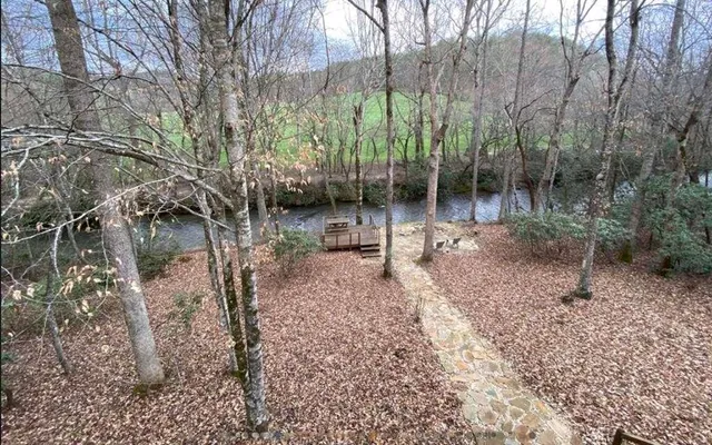 a backyard of a house with lots of green space