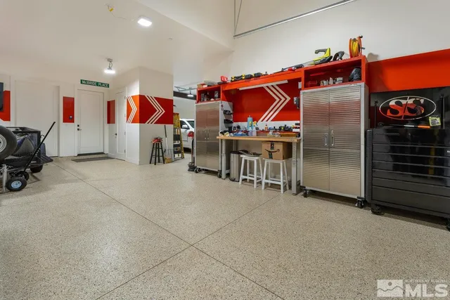 an outdoor space with seating