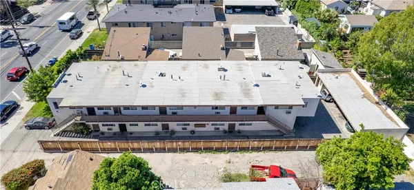 an aerial view of a large building