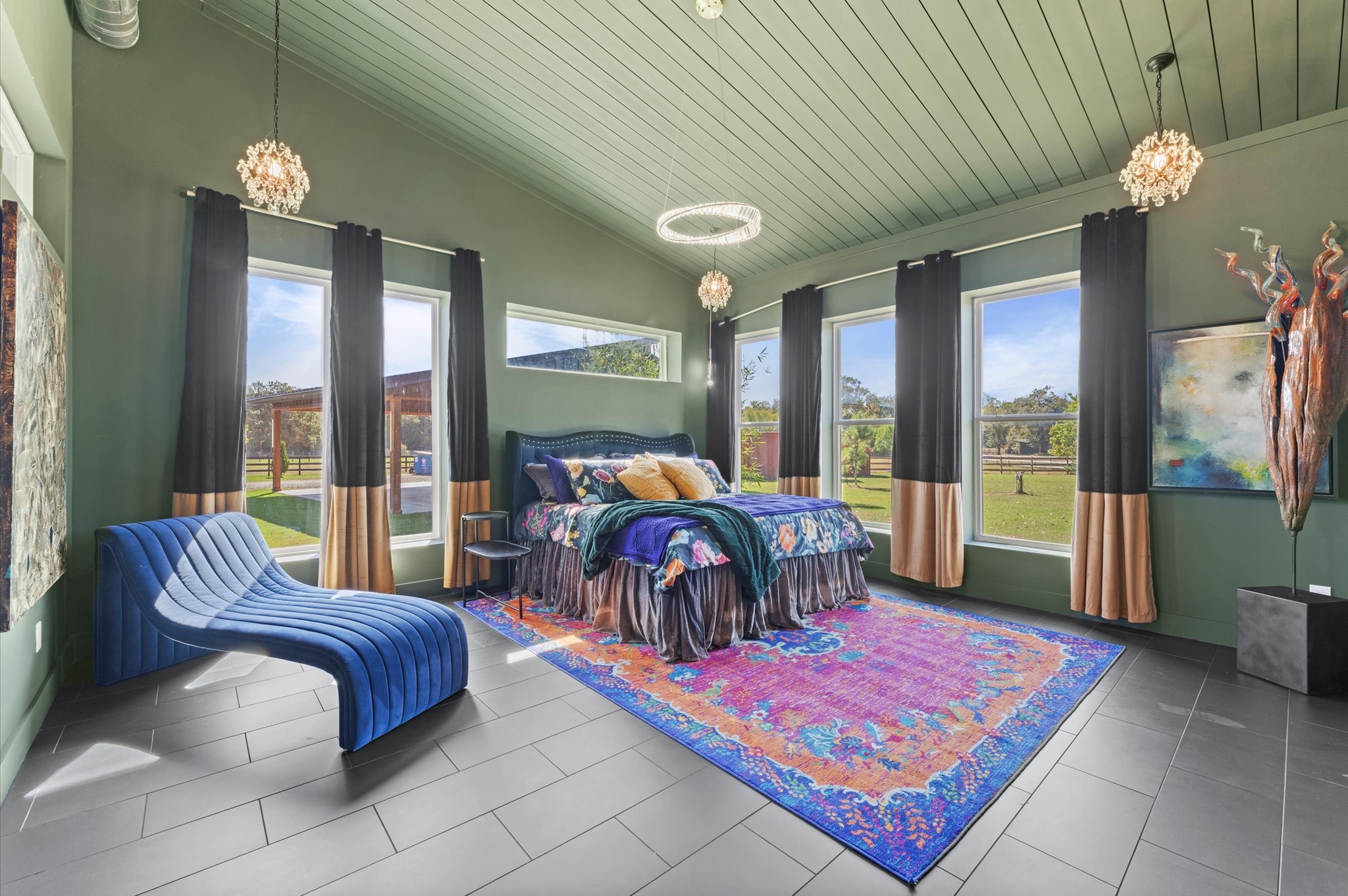 2743 Bobville Road Montgomery, TX 77316 - Photo 15 of 50 a bedroom with a bed and glass windows