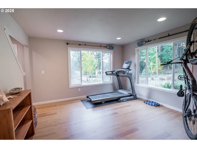 a view of a room with gym equipment
