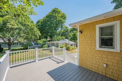 a view of a wooden deck