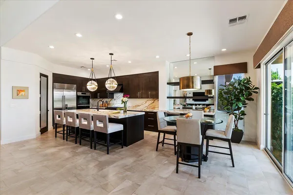 a view of a dining room and livingroom view