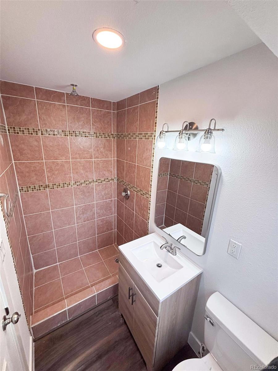 4295 Genoa Street Denver, CO 80249 - Photo 19 of 28 a bathroom with a sink toilet and shower