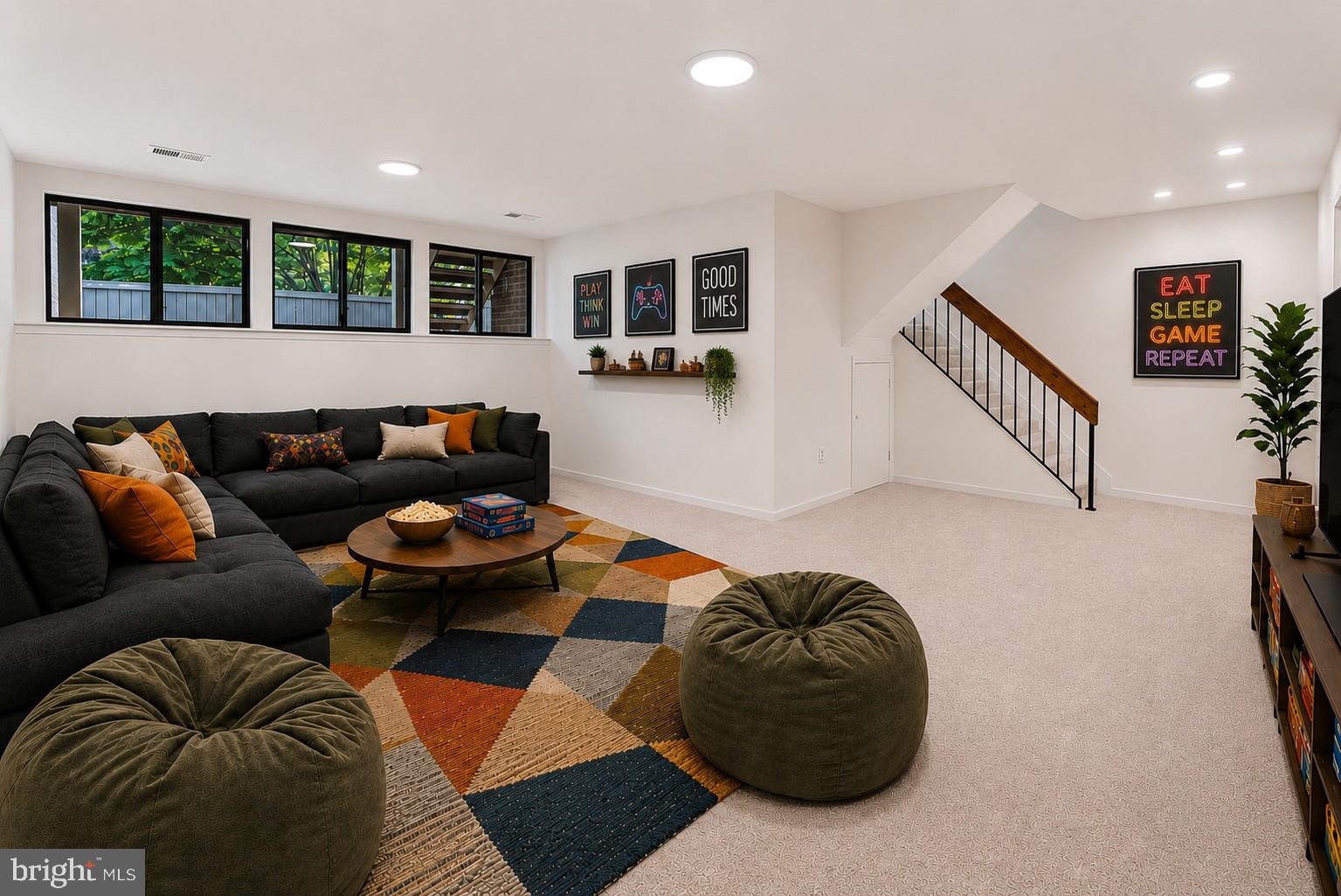 12023 Insha Court Reston, VA 20191 - Photo 6 of 52 VIRTUALLY STAGED - Lower Level Rec Room