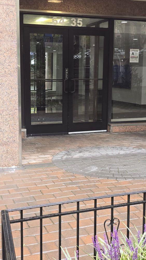 a view of wooden door