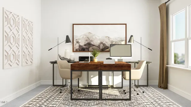 a view of a living room with a rug and a fireplace