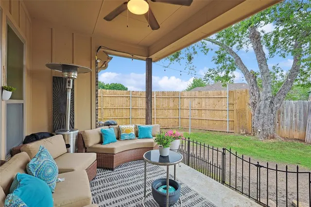 a balcony with furniture