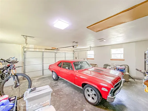 a car is parked in a garage