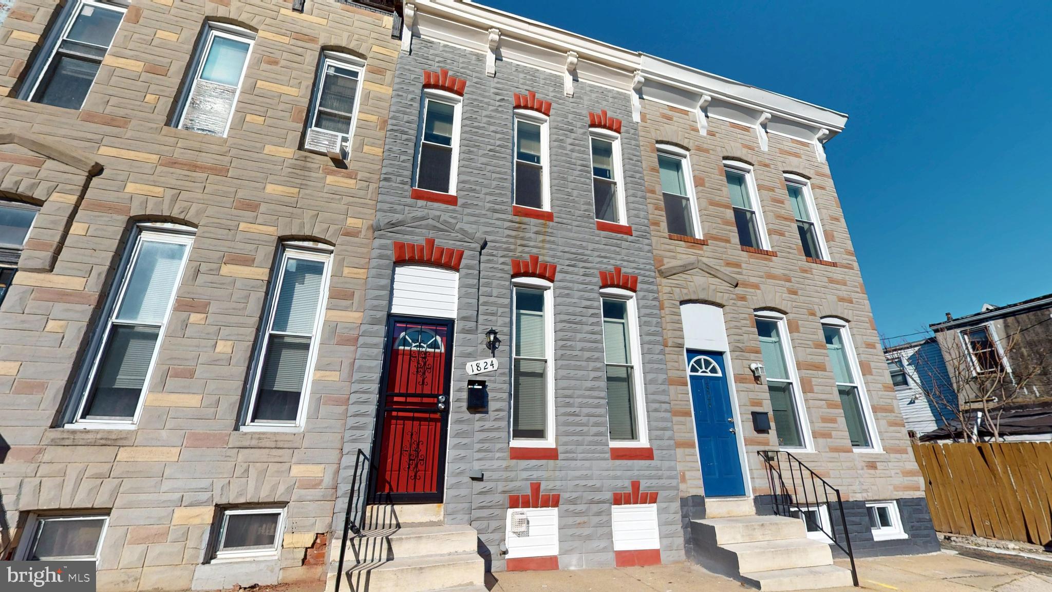 a front view of a multi story building