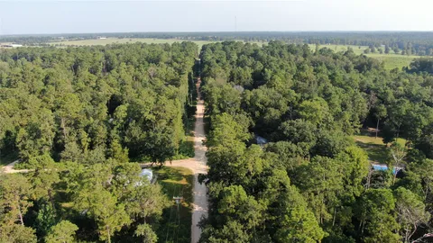 a view of a city with lush green forest