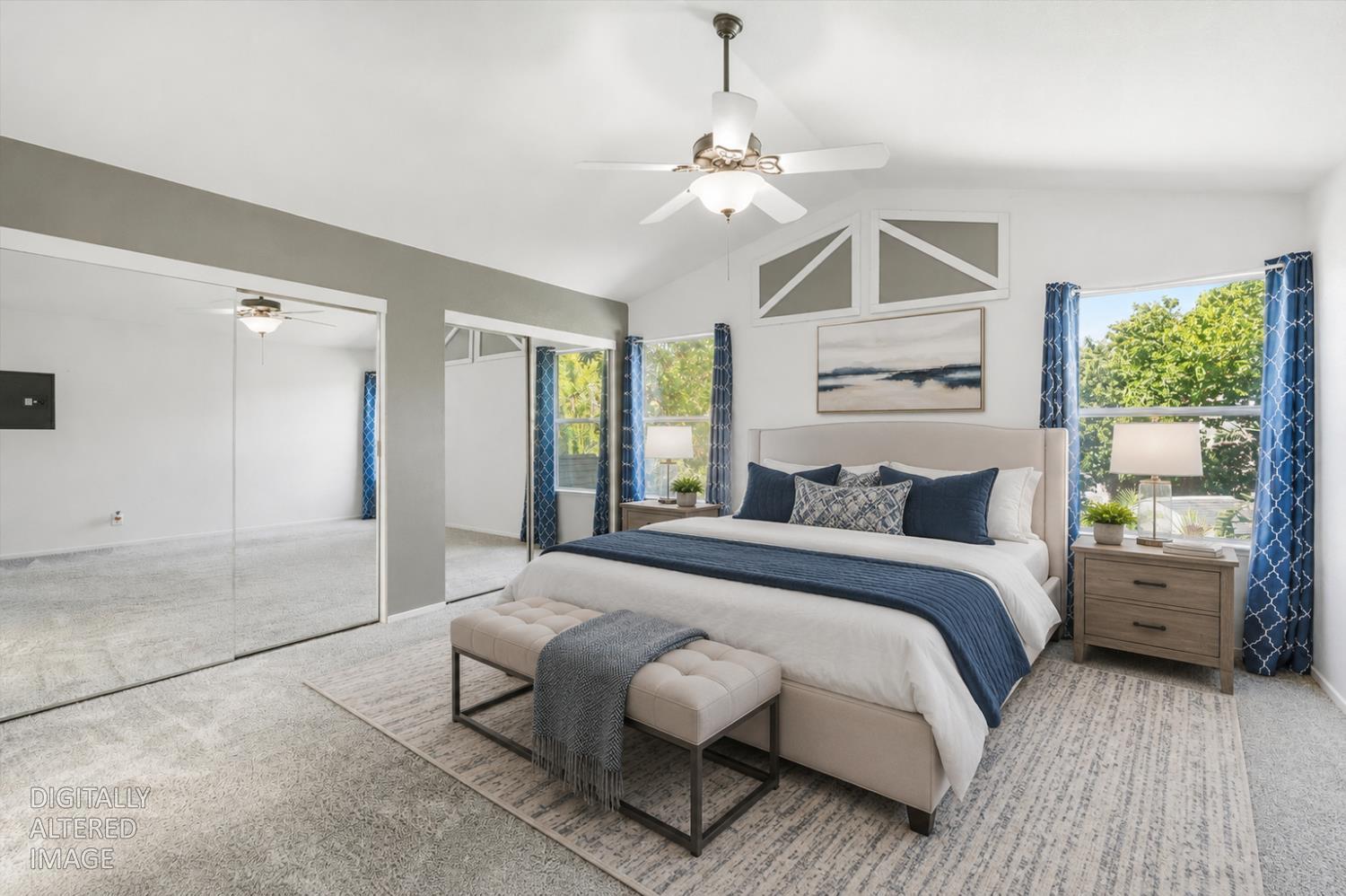 3921 Simi Valley Way Antelope, CA 95843 - Photo 22 of 34 Primary Bedroom with vaulted ceilings is virtually staged.