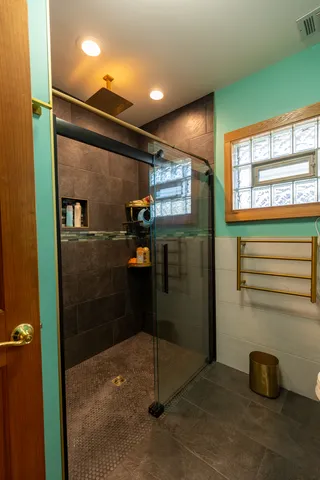 a bathroom with a shower