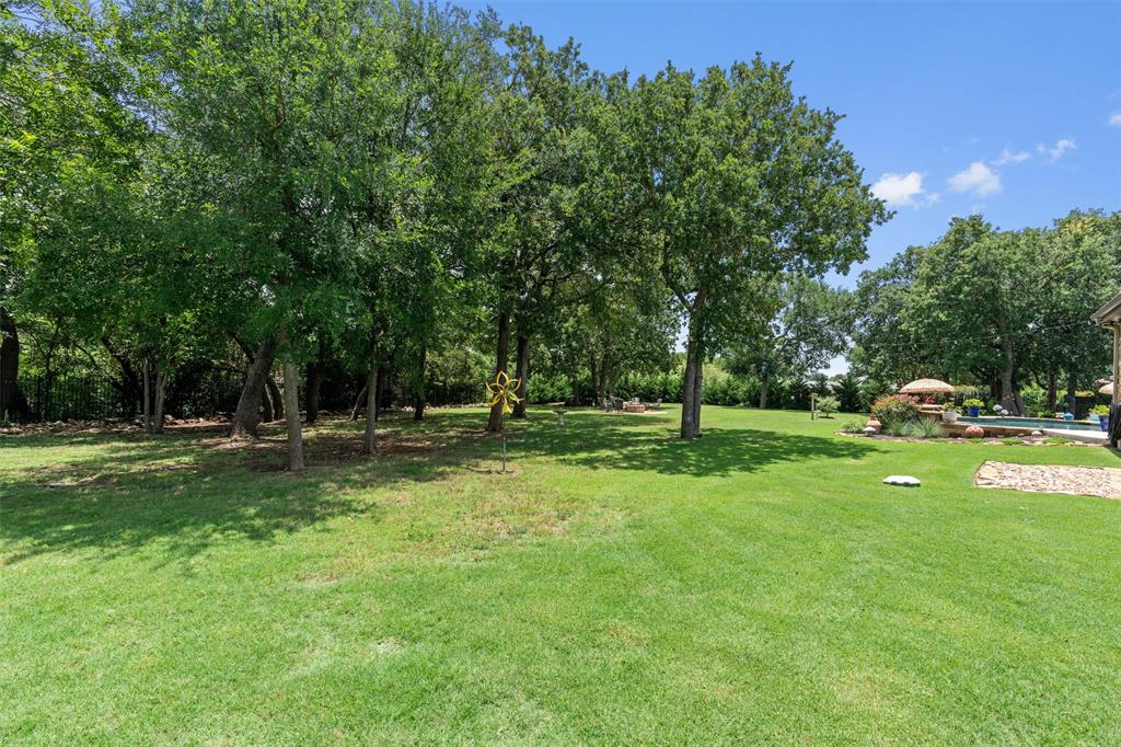 104 Adobe Cove Georgetown, TX 78633 - Photo 39 of 40 A verdant backyard with mature trees and a sparkling swimming pool, perfect for outdoor enjoyment.